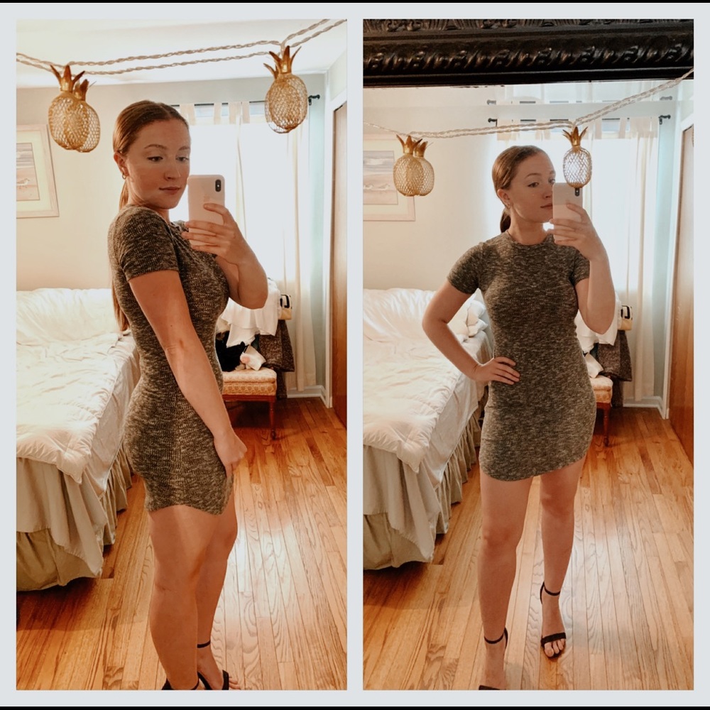 Short Sleeve Grey Sweater Dress
